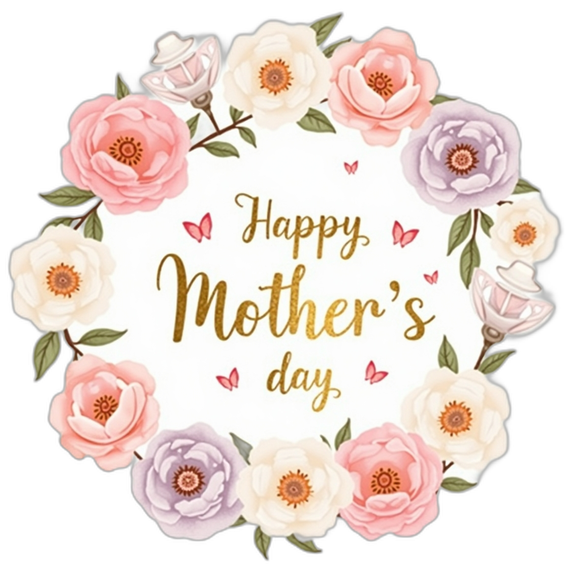 Pegatina floral del Día de la Madre: La mejor mamá del mundo: Diseño de corazón en acuarela pastel