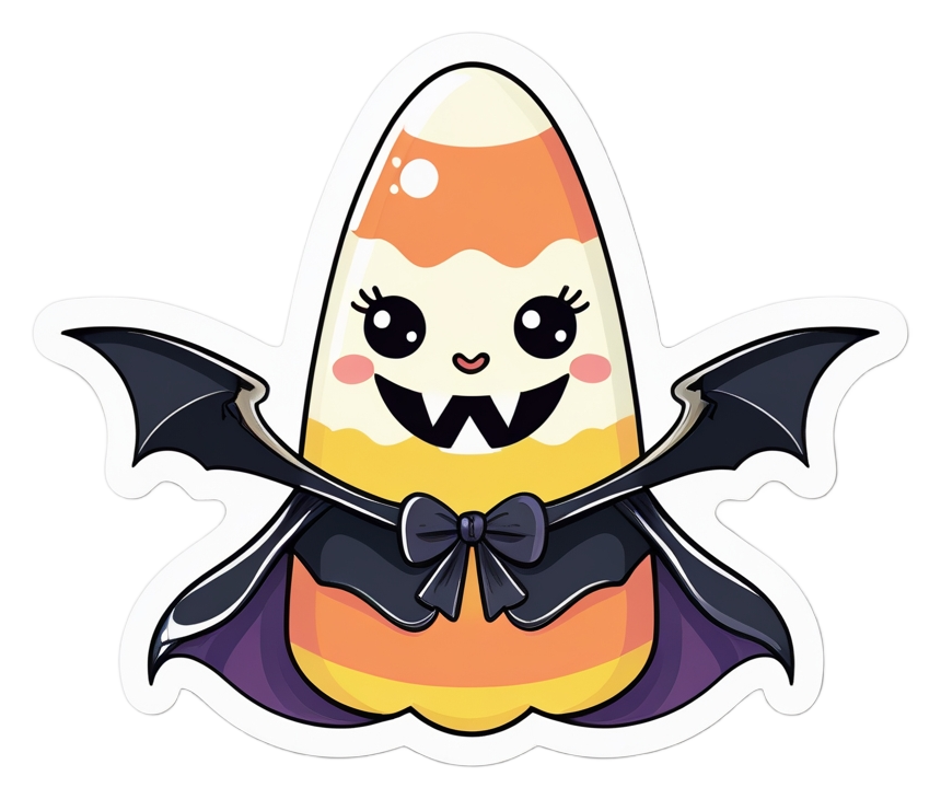 Candy Corn Vampire Sticker – Cute Kawaii Halloween