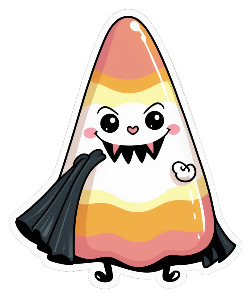 Candy Corn Vampire Sticker – Cute Kawaii Halloween