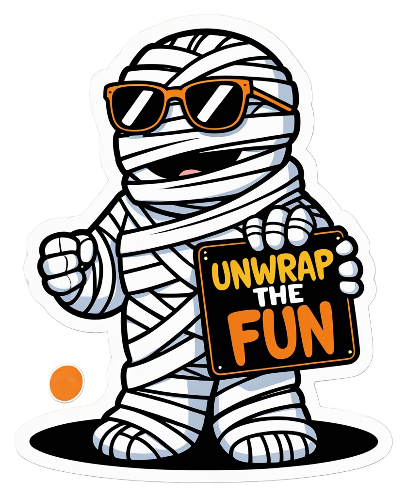 Unwrap the Fun – Cool Mummy Halloween Die-Cut Sticker