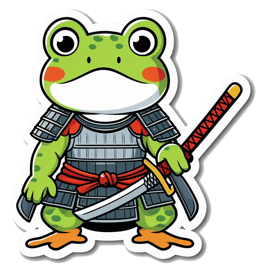 Samurai Frog Warrior Sticker – Cute Japanese Frog
