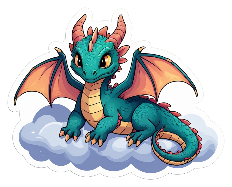 Cloud Naps Baby Dragon Sticker – Pastel Fantasy Vinyl