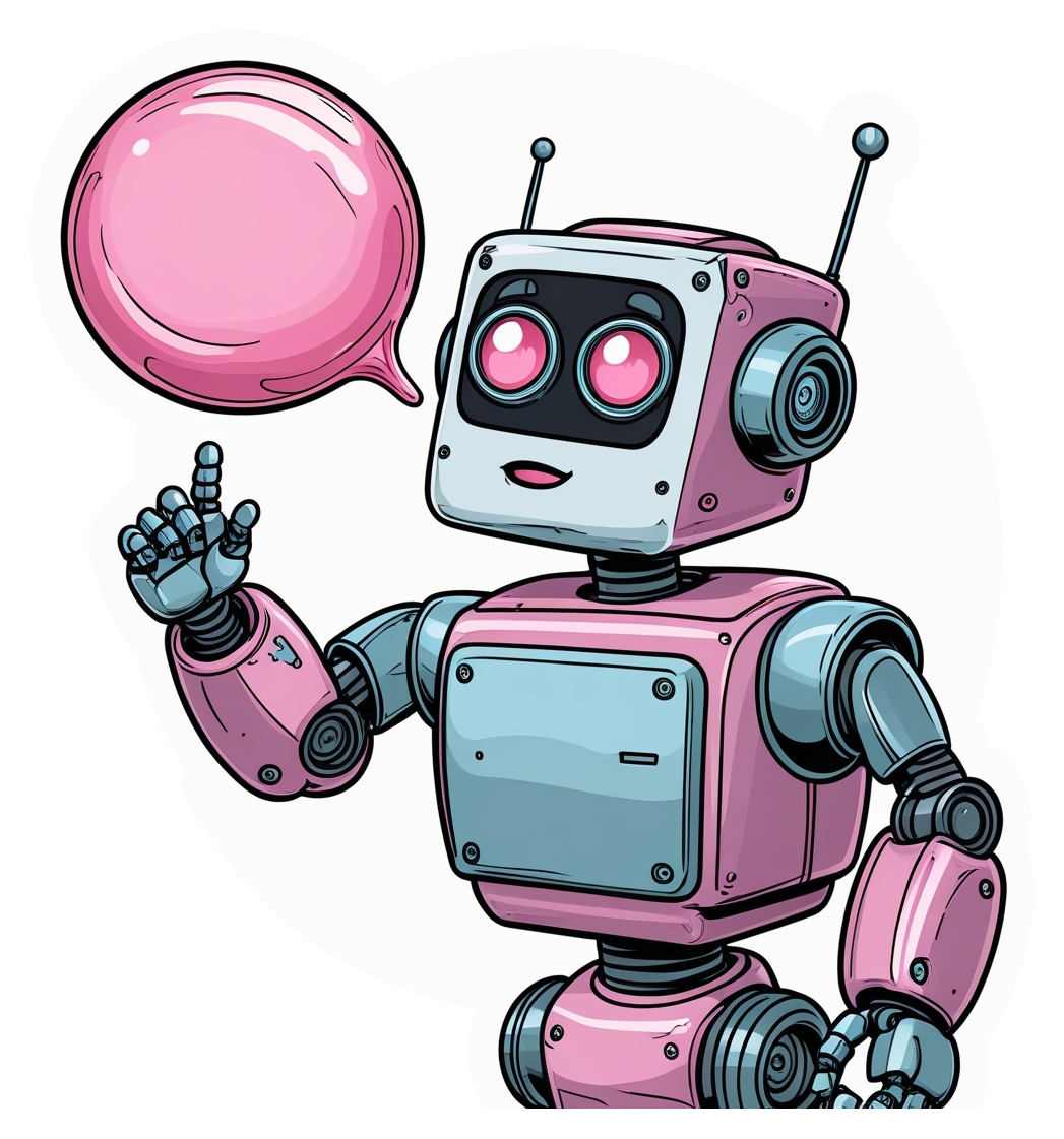 Bubblegum Brain Bot Sticker – Retro Robot Art