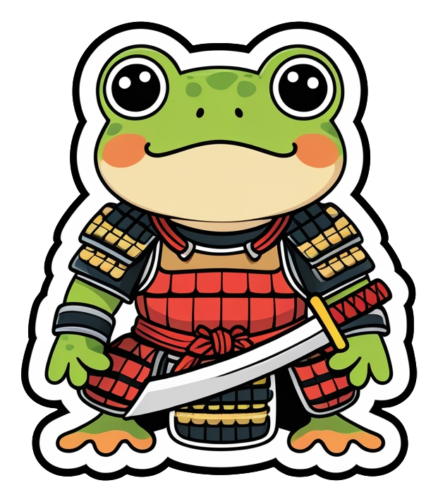 Samurai Frog Warrior Sticker – Cute Japanese Frog