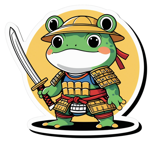 Samurai Frog Warrior Sticker – Cute Japanese Frog
