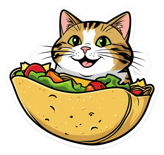 Taco Time Cat Sticker – Funny Food Vinyl Decal
