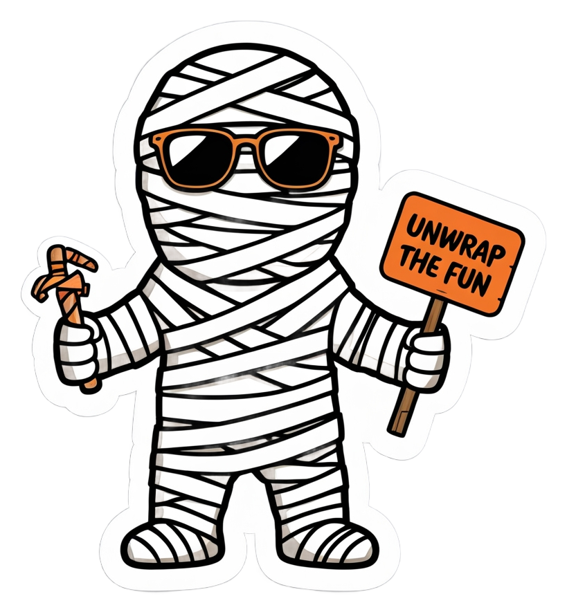 Unwrap the Fun – Cool Mummy Halloween Die-Cut Sticker