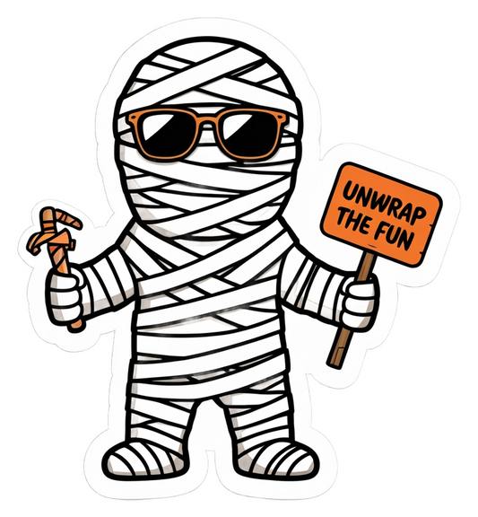 Unwrap the Fun – Cool Mummy Halloween Die-Cut Sticker