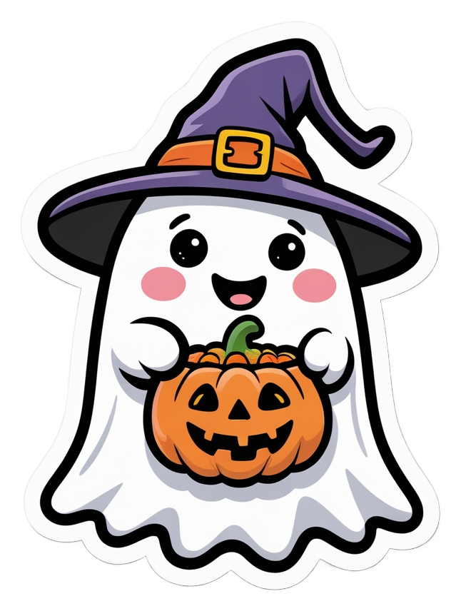 Too Cute to Spook – Cute Ghost Halloween Die-Cut Sticker