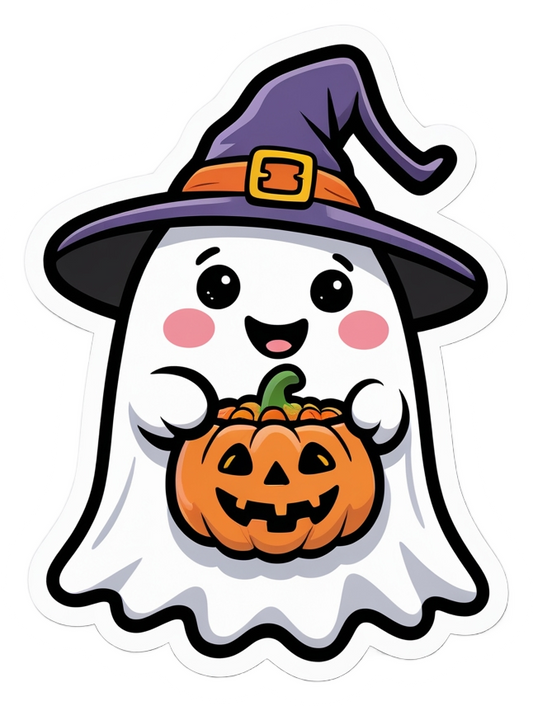 Too Cute to Spook – Cute Ghost Halloween Die-Cut Sticker