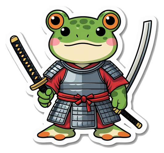 Samurai Frog Warrior Sticker – Cute Japanese Frog