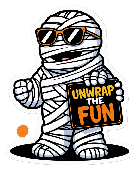 Unwrap the Fun – Cool Mummy Halloween Die-Cut Sticker