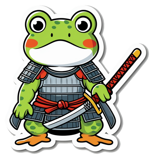 Samurai Frog Warrior Sticker – Cute Japanese Frog