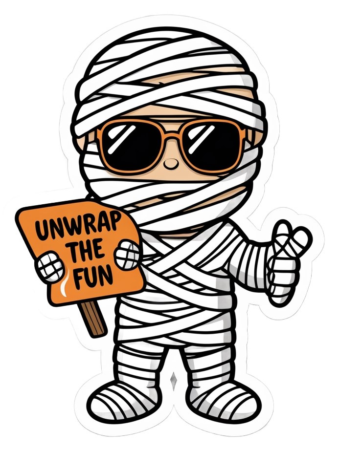 Unwrap the Fun – Cool Mummy Halloween Die-Cut Sticker