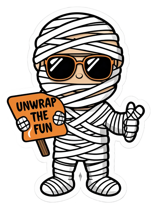 Unwrap the Fun – Cool Mummy Halloween Die-Cut Sticker