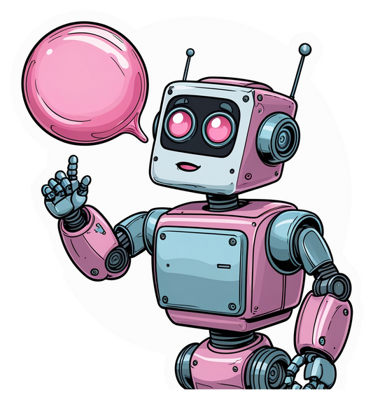Bubblegum Brain Bot Sticker – Retro Robot Art