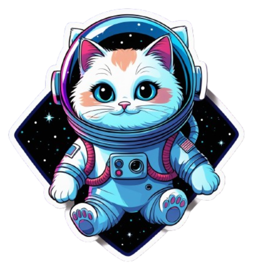 Cosmic Cat Sticker – Space Astronaut Vinyl Decal