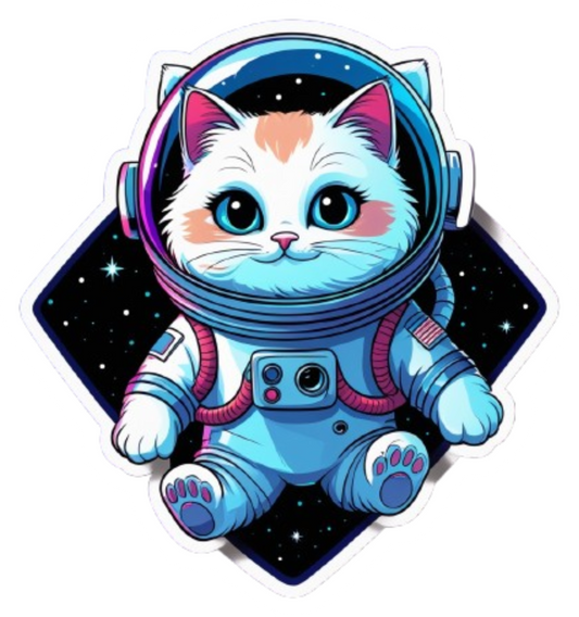 Cosmic Cat Sticker – Space Astronaut Vinyl Decal