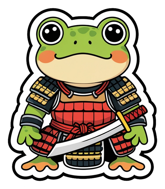 Samurai Frog Warrior Sticker – Cute Japanese Frog