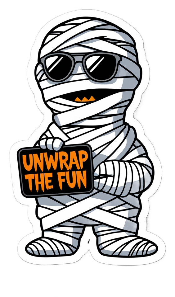 Unwrap the Fun – Cool Mummy Halloween Die-Cut Sticker