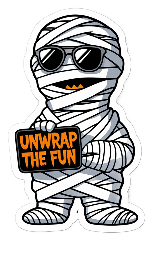 Unwrap the Fun – Cool Mummy Halloween Die-Cut Sticker