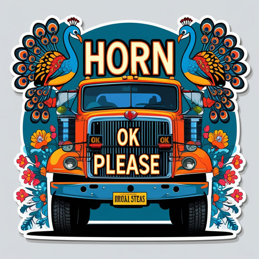 Horn OK Please Sticker – Desi Truck Art Decal